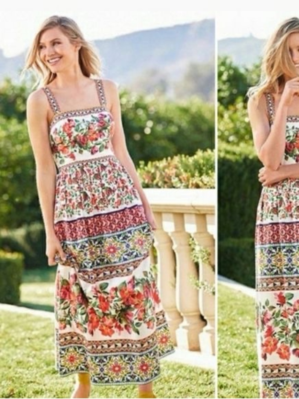 Antonio Melani floral border print maxi dress in excellent pre-owned condition